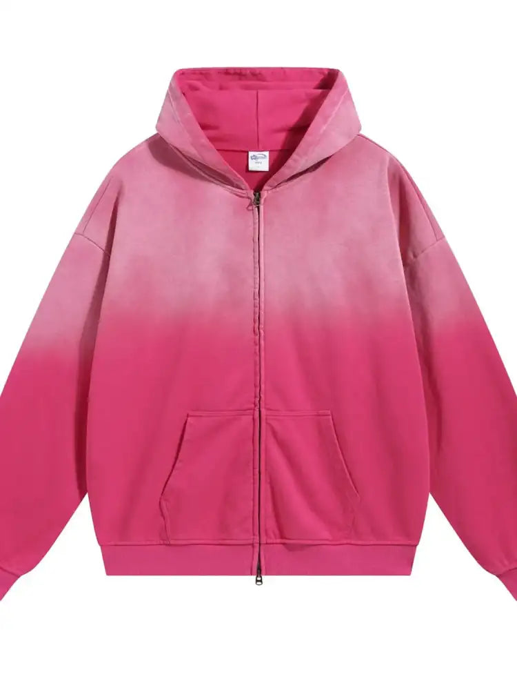 Men’s Gradient Zip Up Drop Shoulder Hoodie