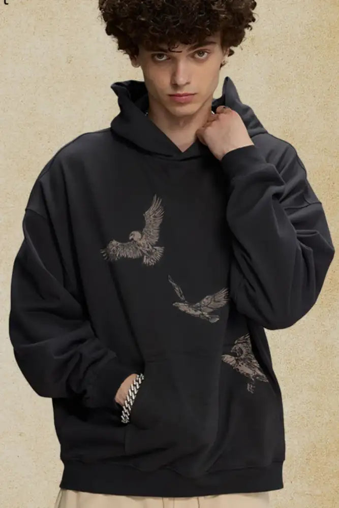 Men’s Graphic Long Sleeve Hoodie with Kangaroo Pocket
