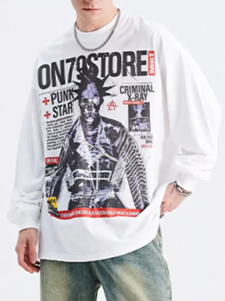 Men’s Graphic Round Neck Long Sleeve T-Shirt