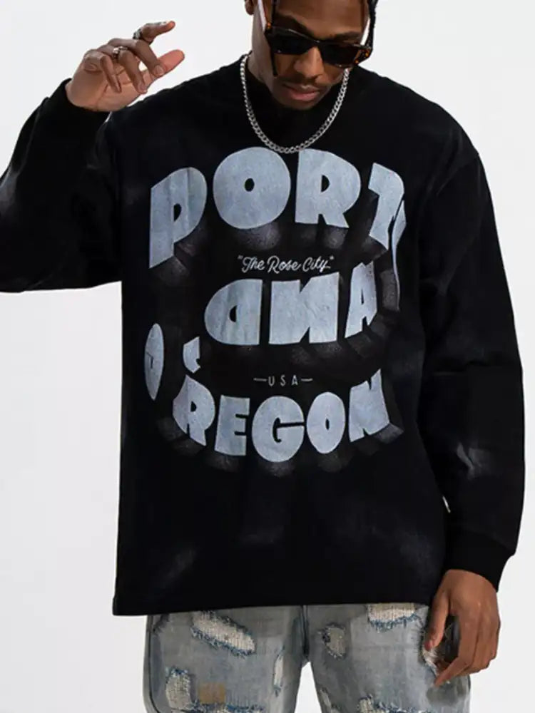 Men’s Graphic Round Neck Long Sleeve T-Shirt