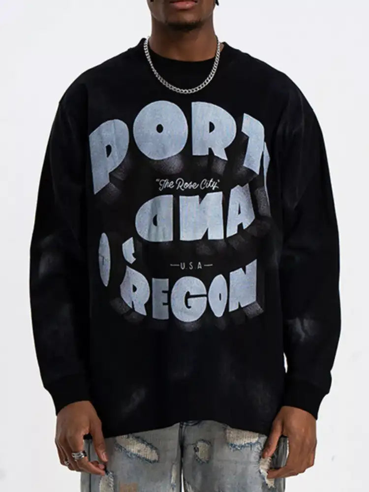 Men’s Graphic Round Neck Long Sleeve T-Shirt