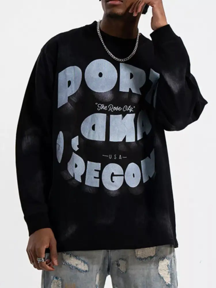 Men’s Graphic Round Neck Long Sleeve T-Shirt