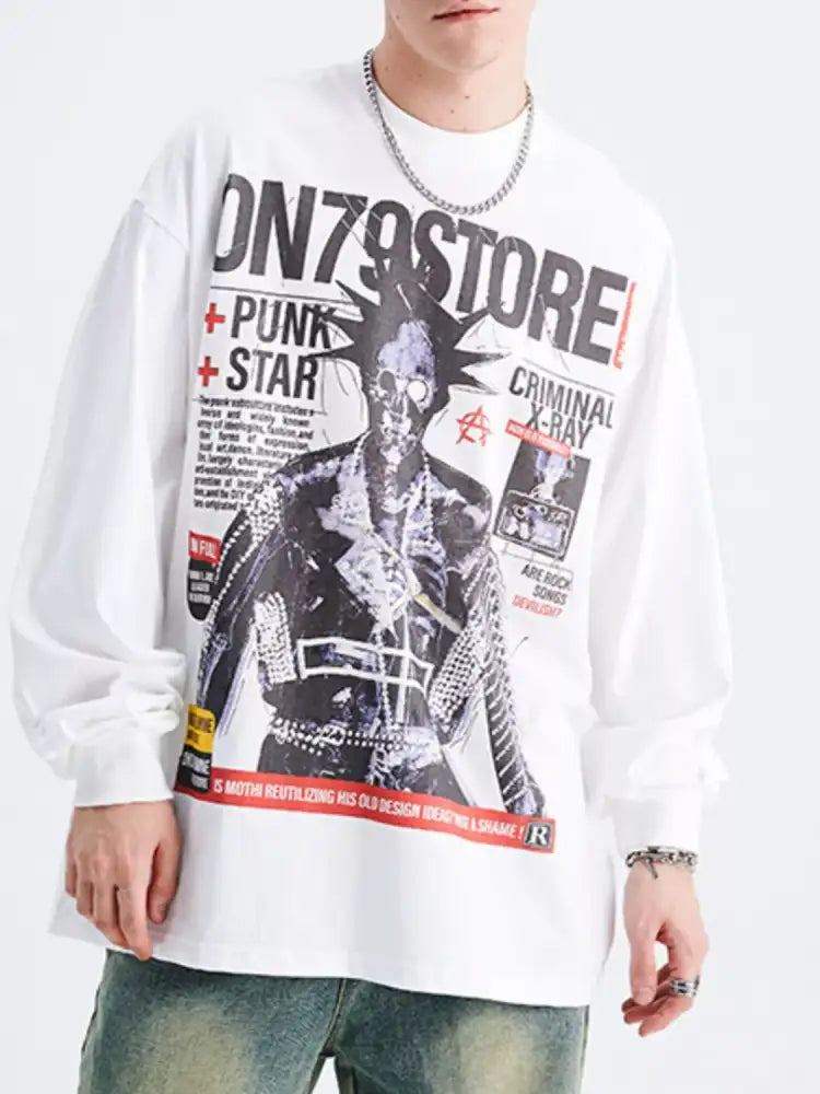 Men’s Graphic Round Neck Long Sleeve T-Shirt