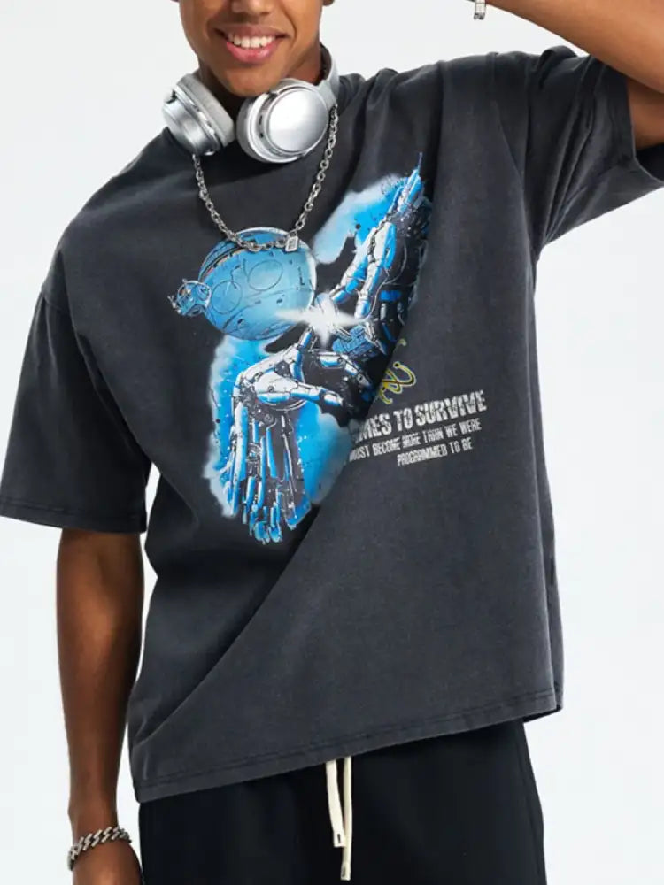 Men’s Graphic Round Neck Short Sleeve T-Shirt