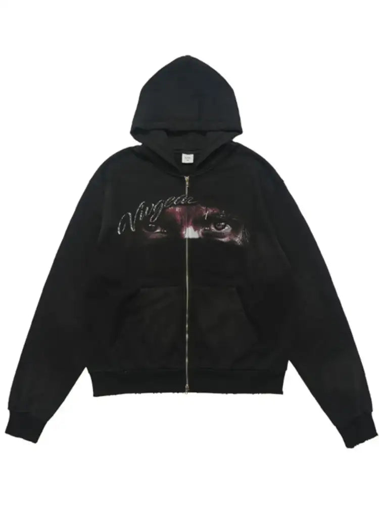 Men’s Graphic Zip-Up Hoodie with Pockets