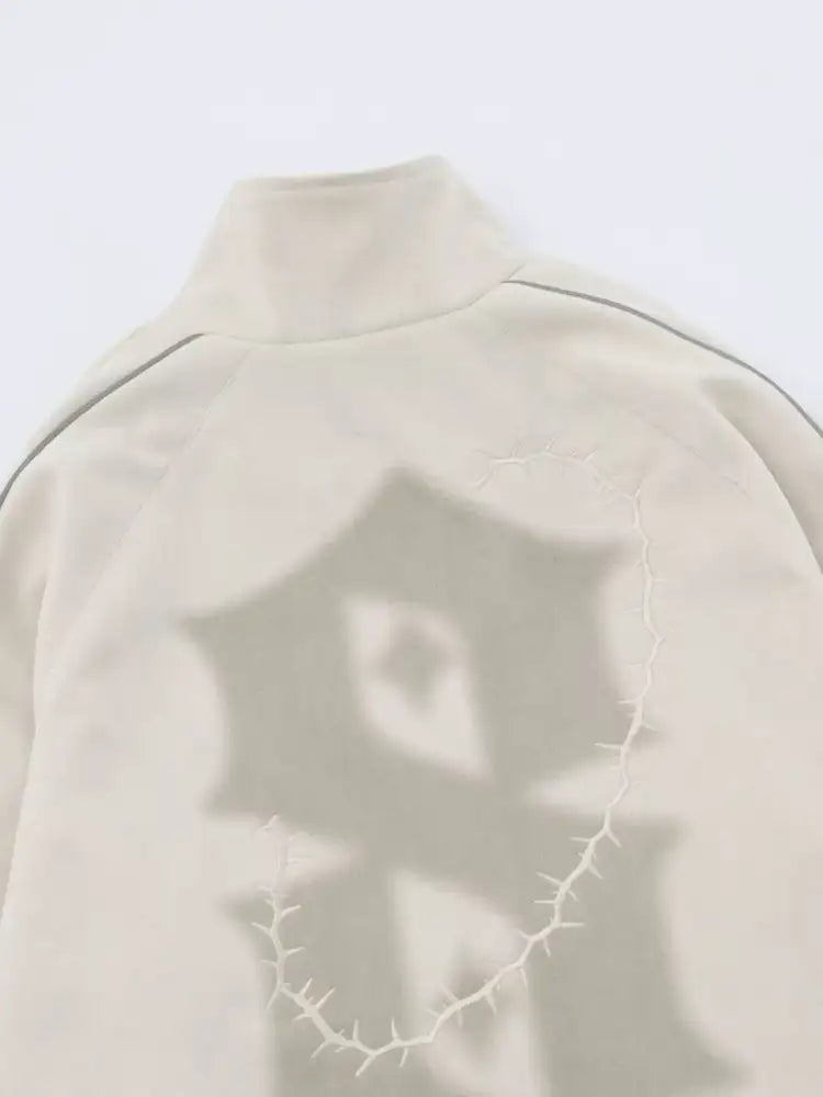 Men’s Letter Graphic Track Jacket with Contrast Trim