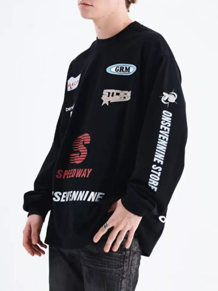 Men’s Letter Round Neck Long Sleeve T-Shirt