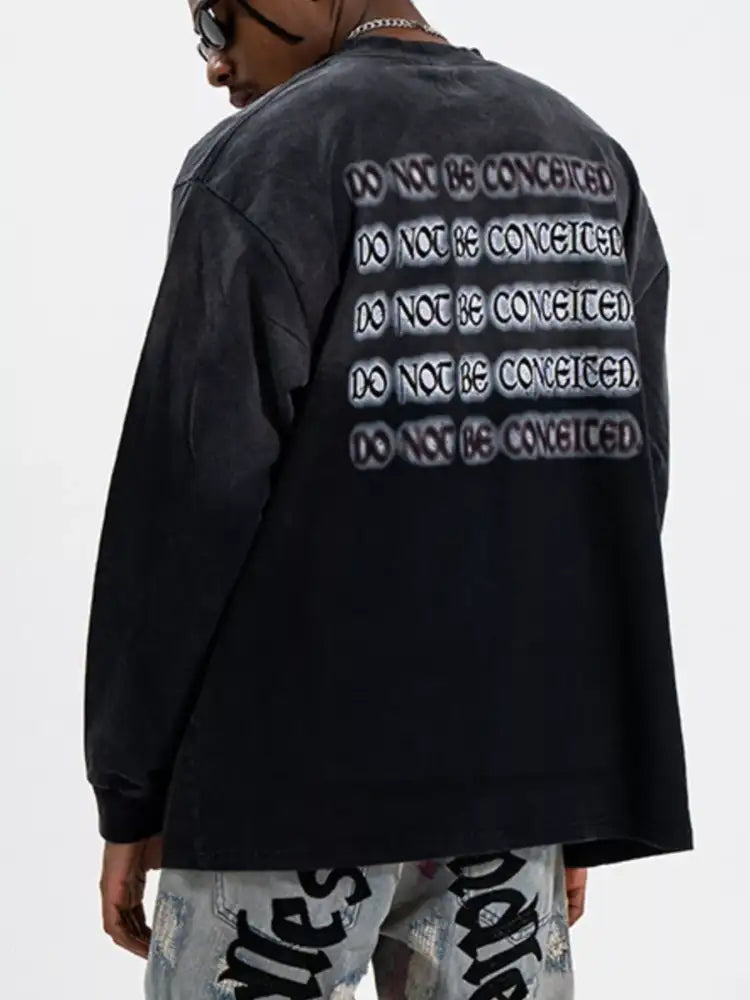 Men’s Letter Round Neck Long Sleeve T-Shirt