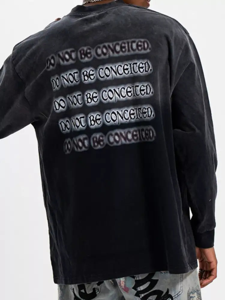 Men’s Letter Round Neck Long Sleeve T-Shirt