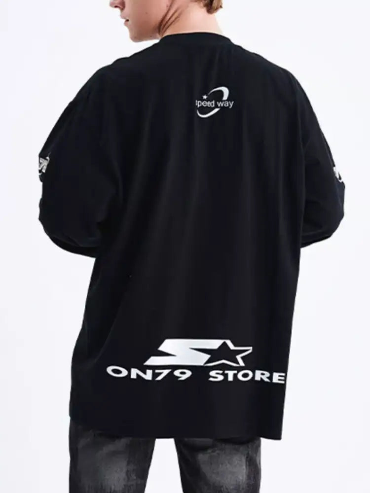 Men’s Letter Round Neck Long Sleeve T-Shirt