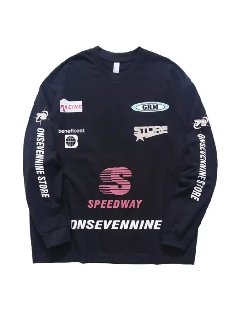 Men’s Letter Round Neck Long Sleeve T-Shirt