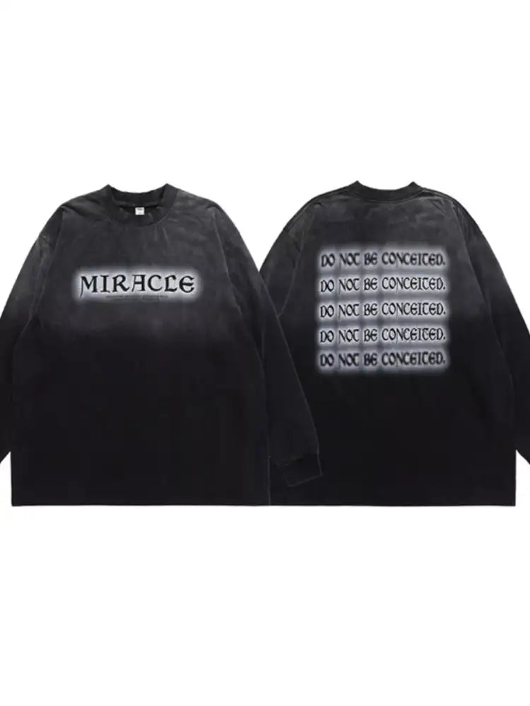 Men’s Letter Round Neck Long Sleeve T-Shirt