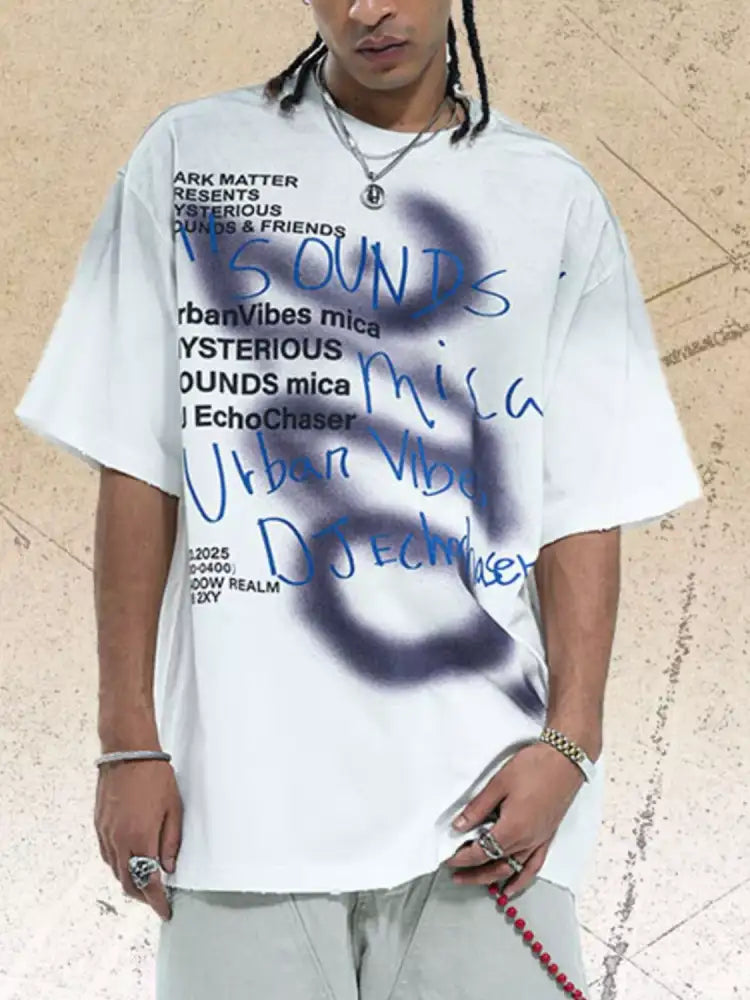 Men’s Letter Round Neck Short Sleeve T-Shirt