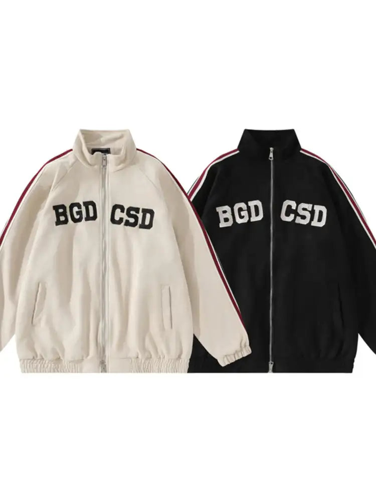 Men’s Letter Zip Up Long Sleeve Hoodie