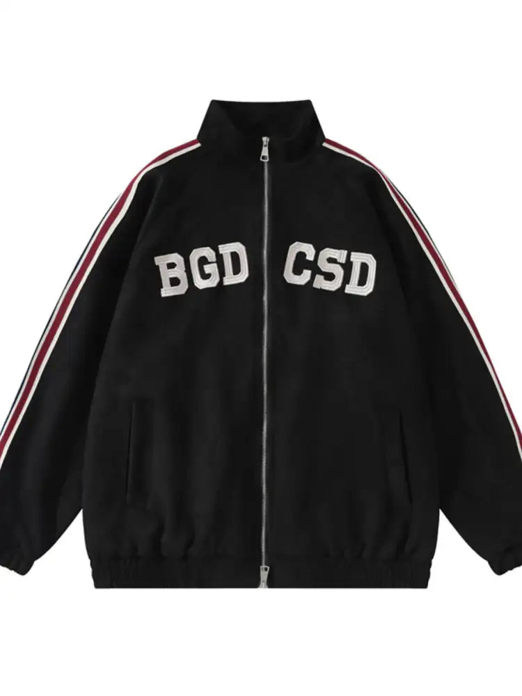 Men’s Letter Zip Up Long Sleeve Hoodie