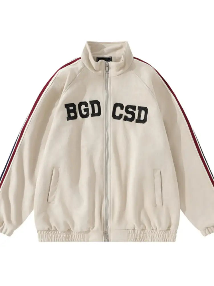 Men’s Letter Zip Up Long Sleeve Hoodie