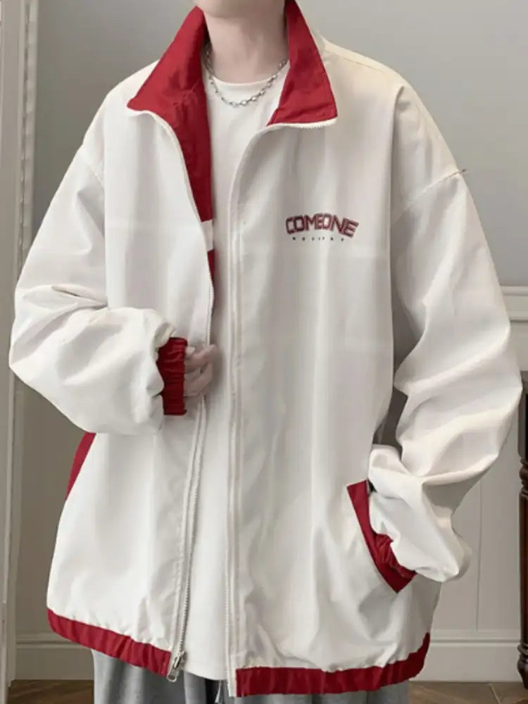 Men’s Letter Zip Up Long Sleeve Jacket