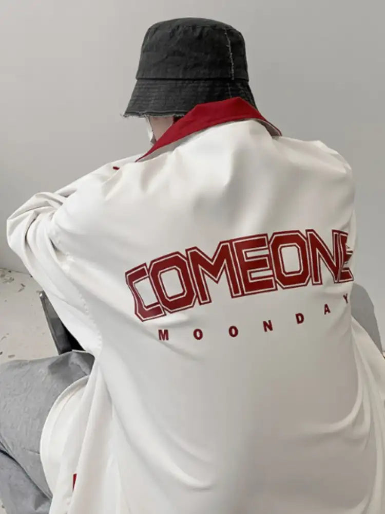 Men’s Letter Zip Up Long Sleeve Jacket