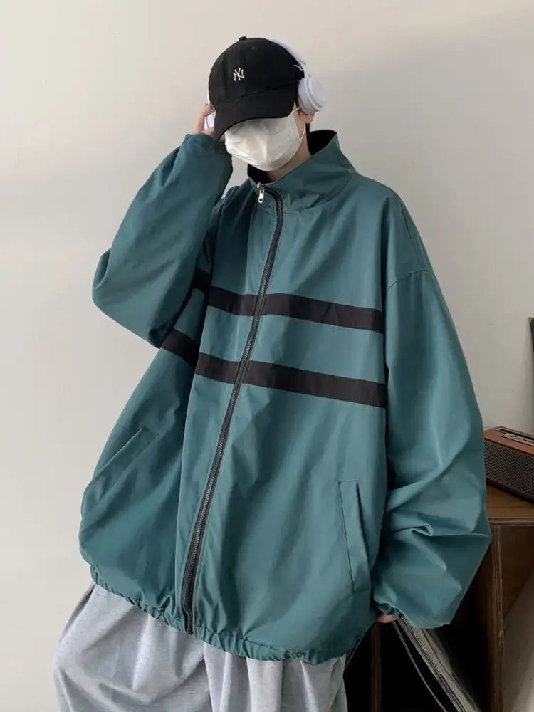 Men’s Letter Zip Up Long Sleeve Jacket