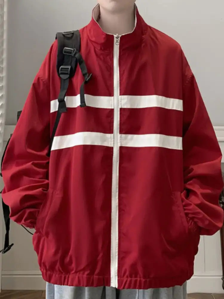 Men’s Letter Zip Up Long Sleeve Jacket