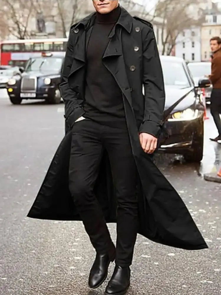 Men’s Long Sleeve Longline Trench Coat