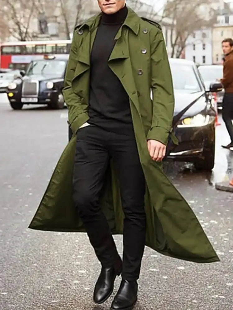 Men’s Long Sleeve Longline Trench Coat
