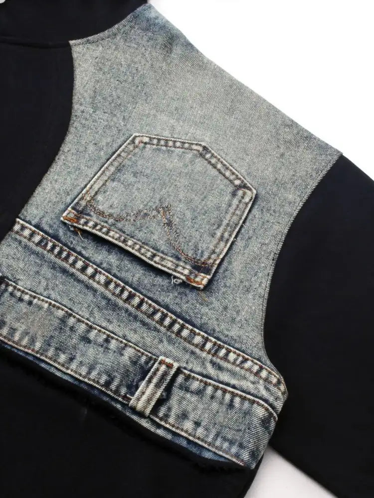 Men’s Long Sleeve Patchwork Hoodie