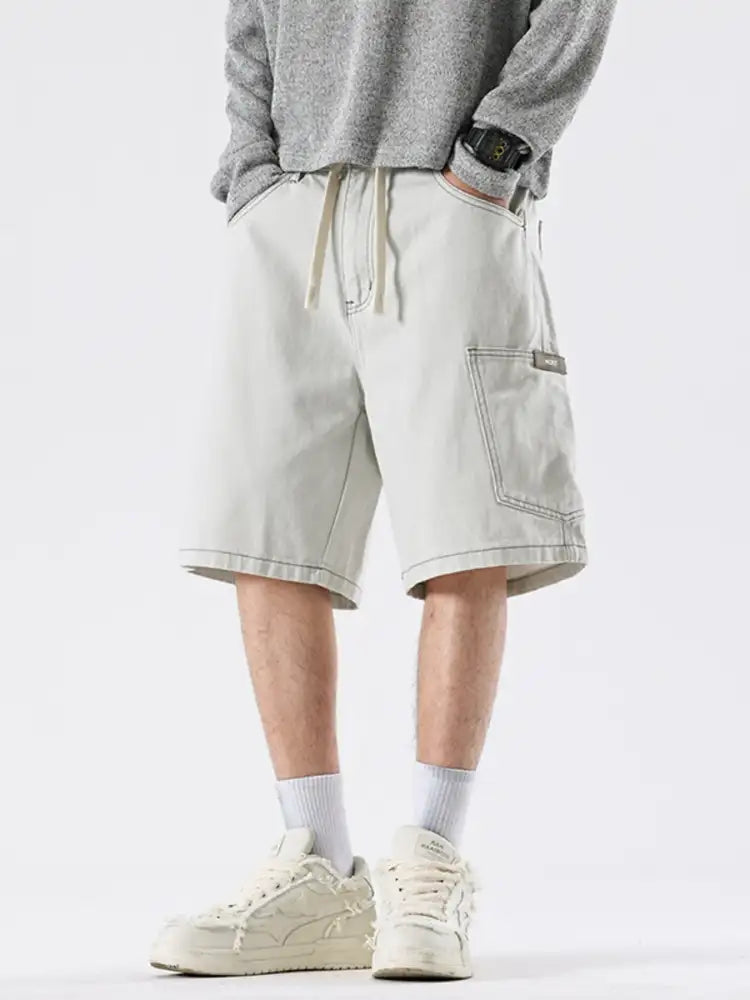 Men’s Loose Fit Drawstring Denim Shorts