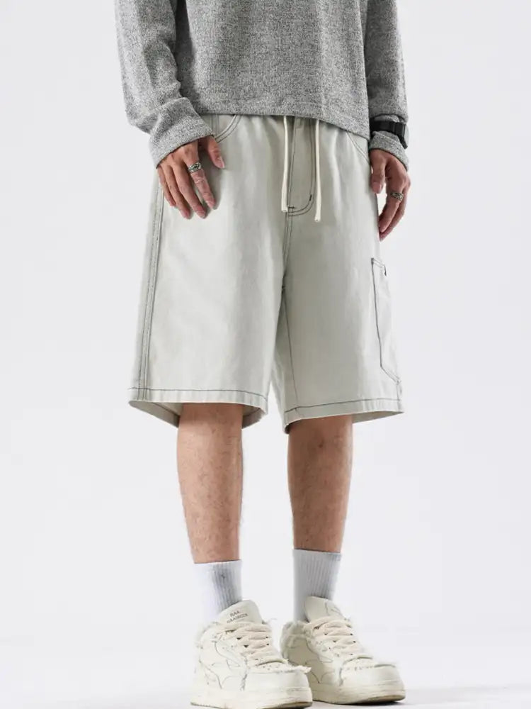Men’s Loose Fit Drawstring Denim Shorts