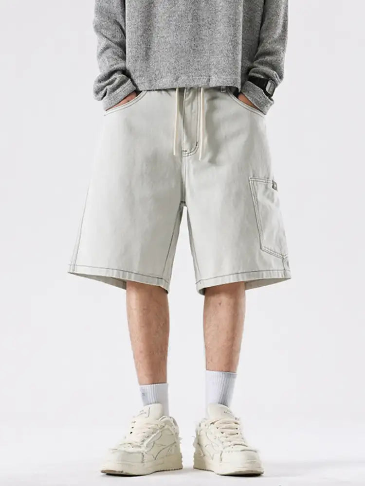 Men’s Loose Fit Drawstring Denim Shorts