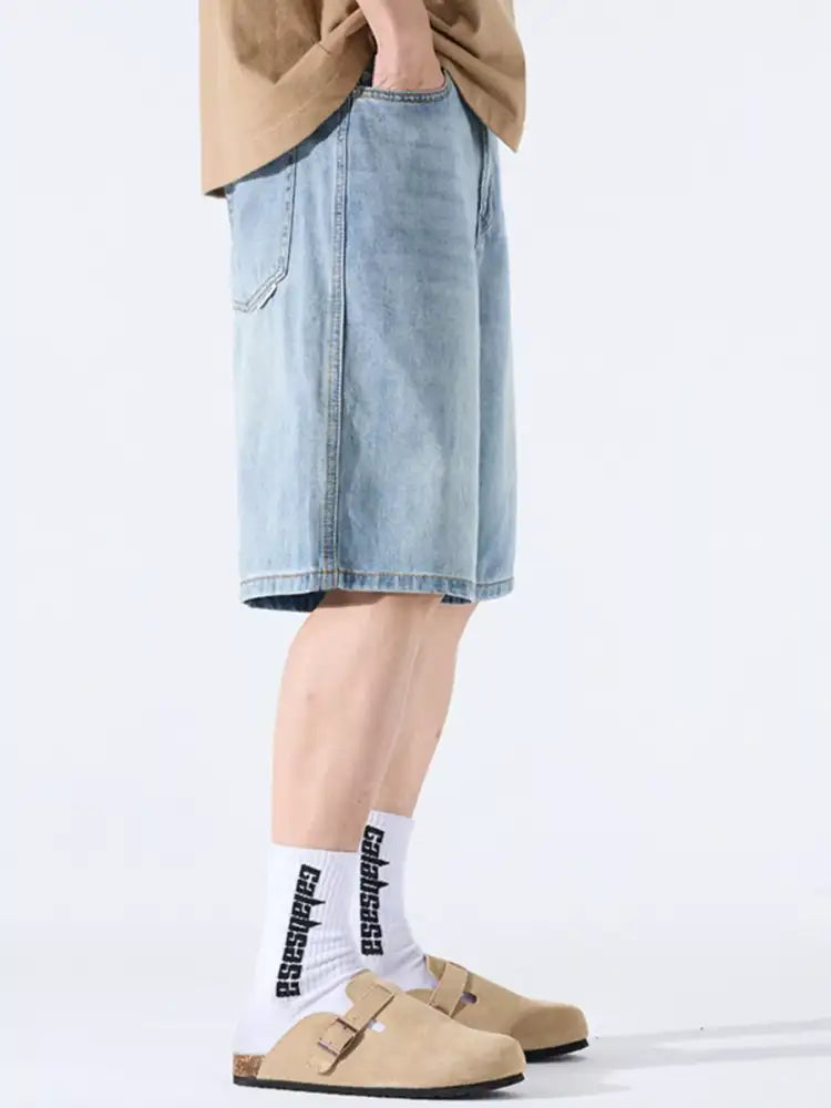 Men’s Loose Fit Wash Denim Shorts