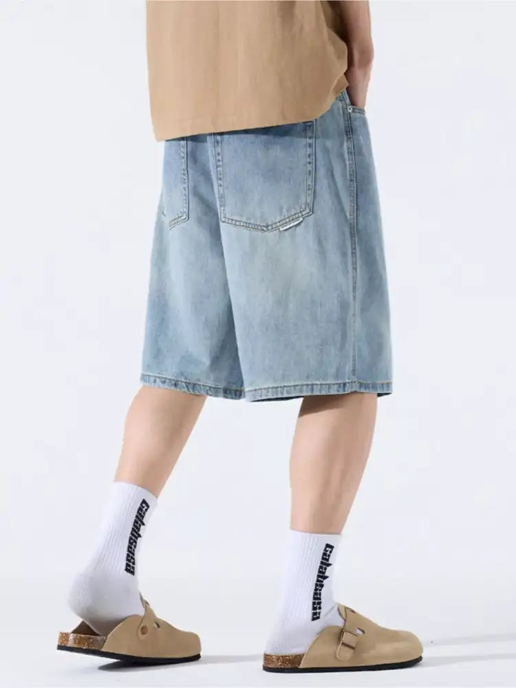 Men’s Loose Fit Wash Denim Shorts