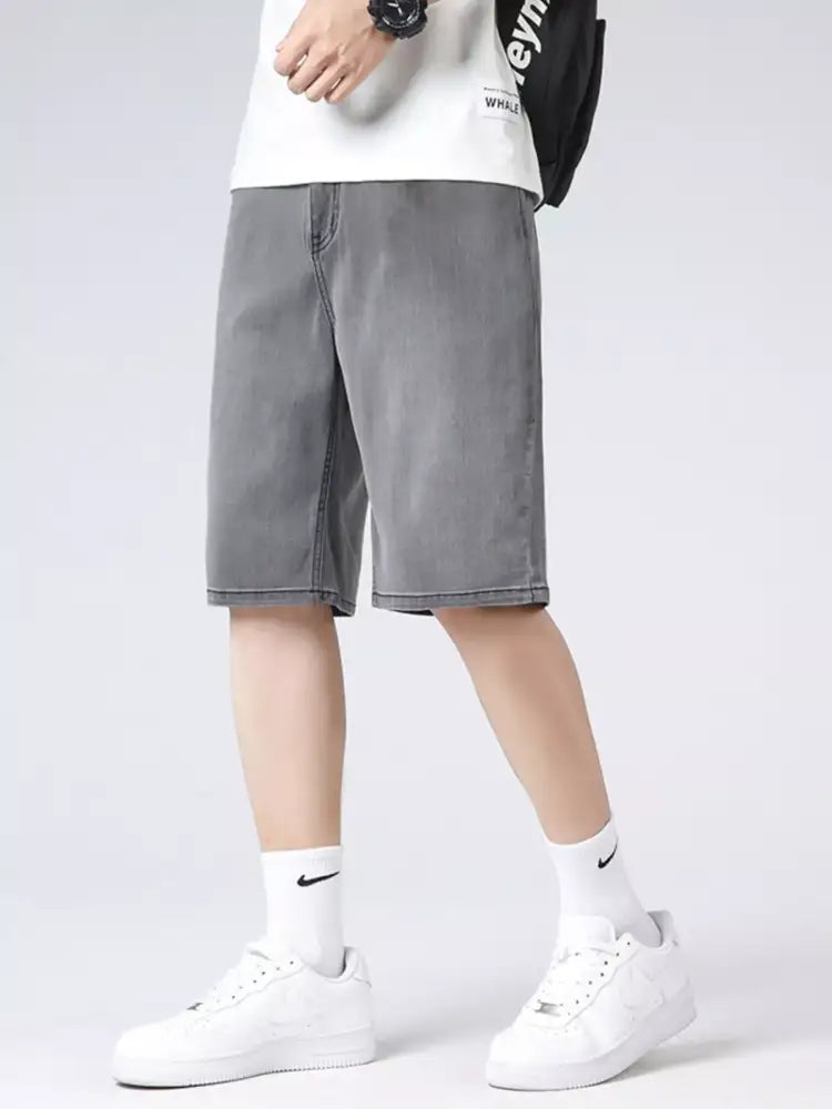 Men’s Loose Fit Washed Denim Shorts