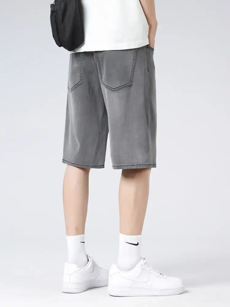 Men’s Loose Fit Washed Denim Shorts