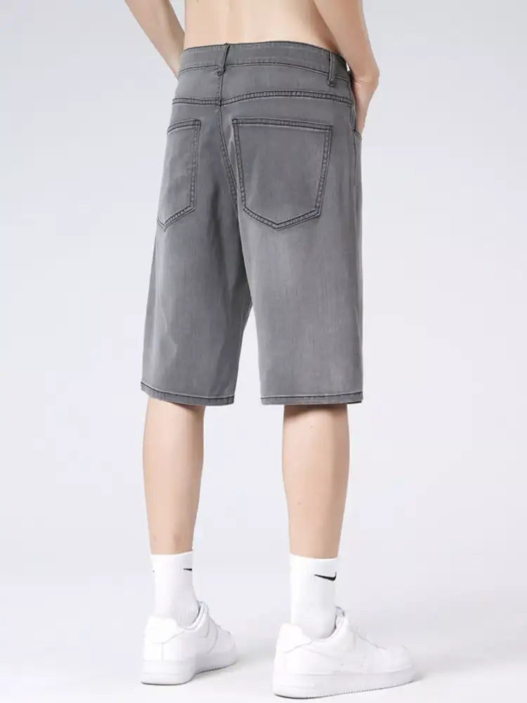 Men’s Loose Fit Washed Denim Shorts