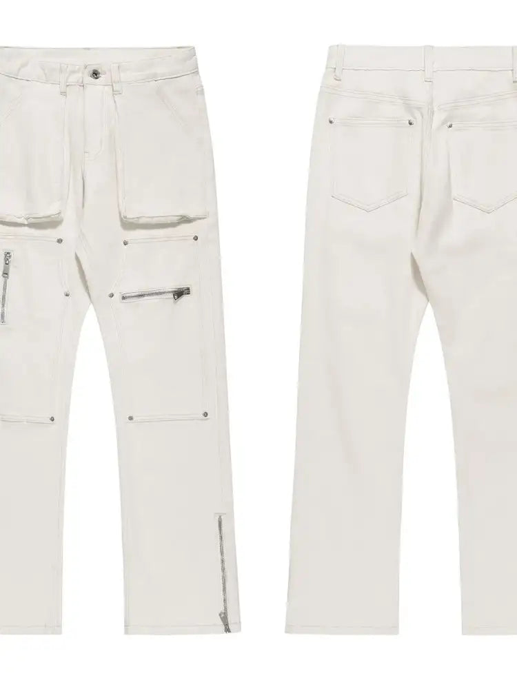 Men’s Multi-Pocket Pants with Zipper Details