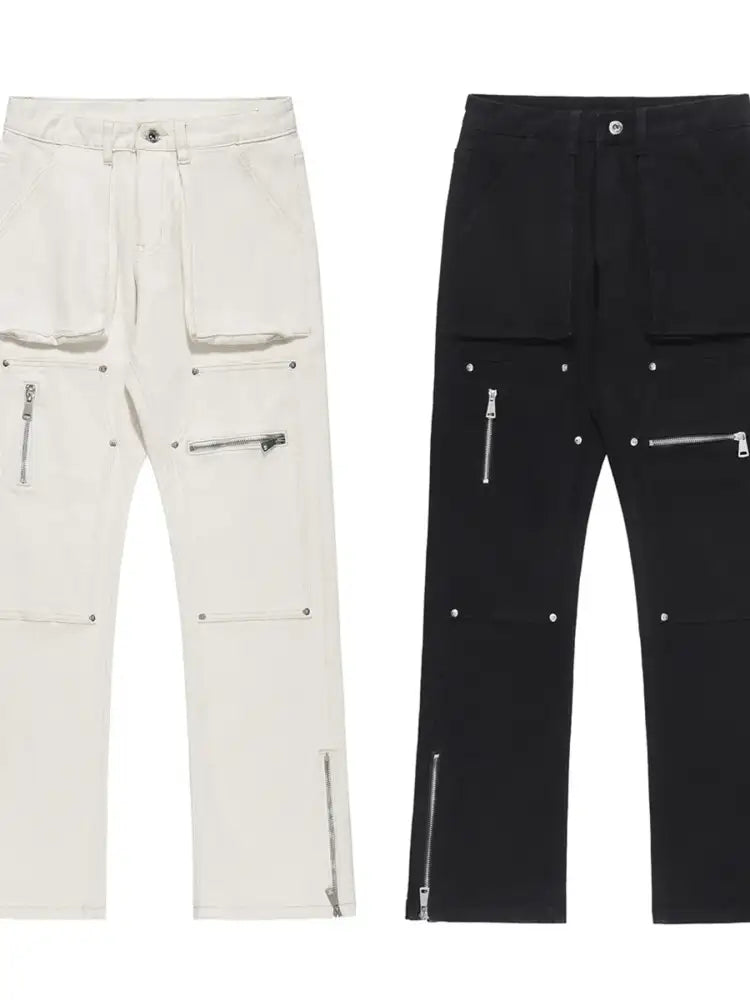 Men’s Multi-Pocket Pants with Zipper Details