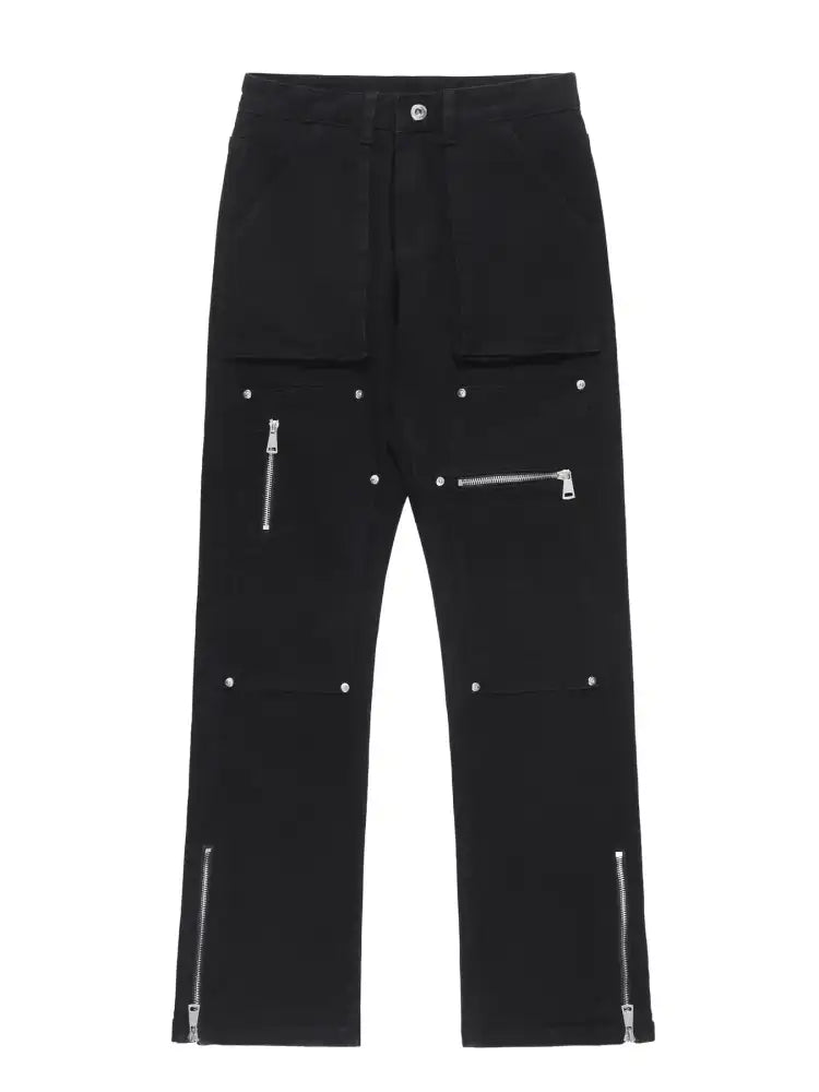 Men’s Multi-Pocket Pants with Zipper Details