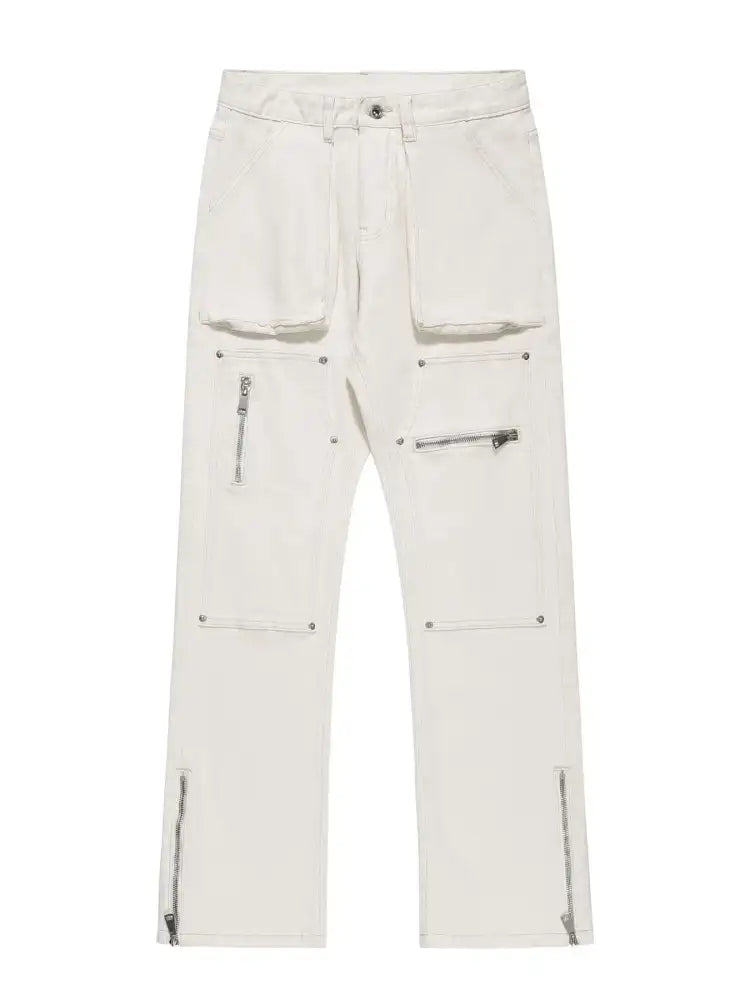 Men’s Multi-Pocket Pants with Zipper Details