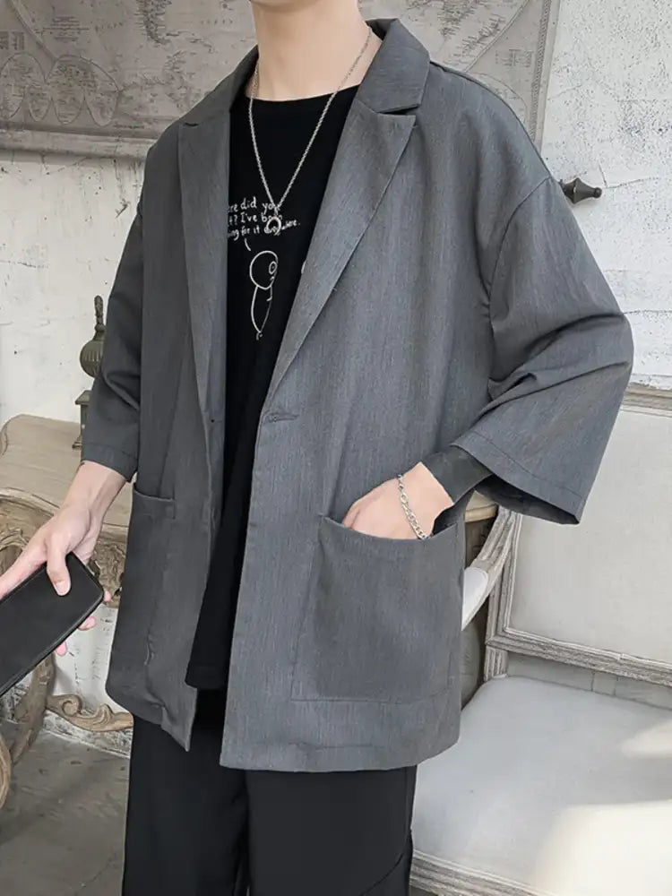 Men’s One Button Long Sleeve Blazer