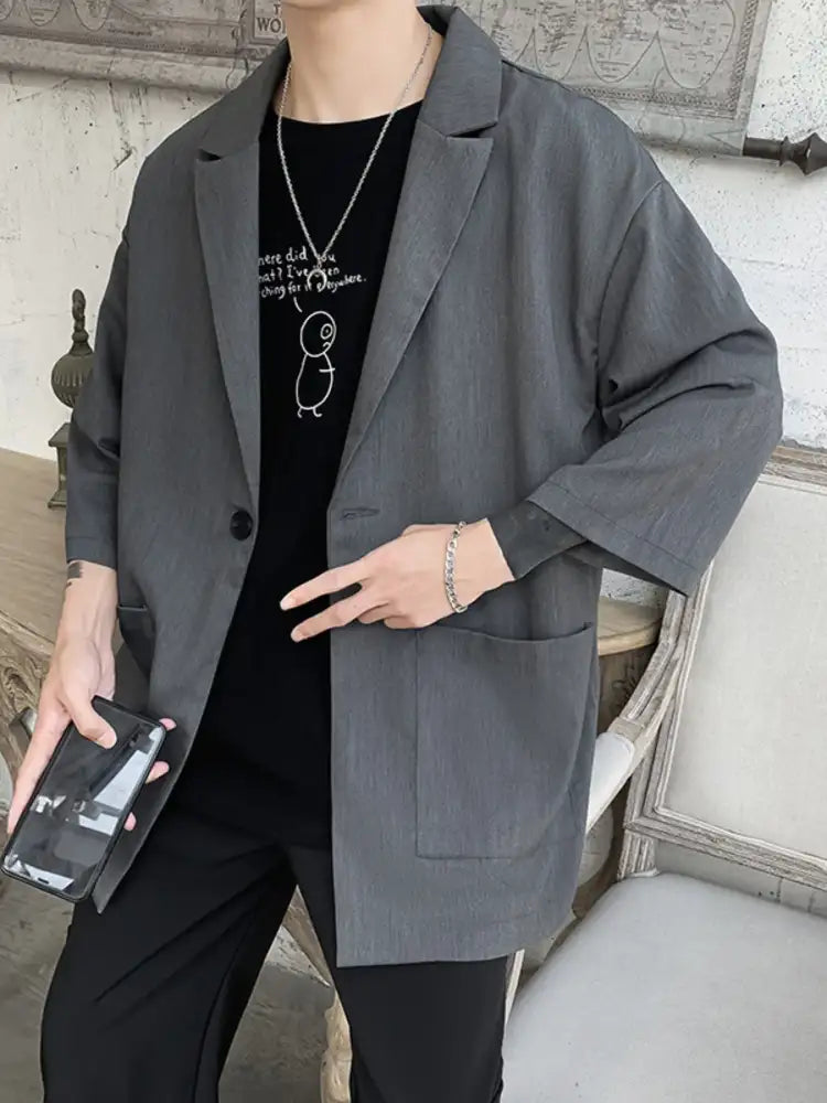 Men’s One Button Long Sleeve Blazer