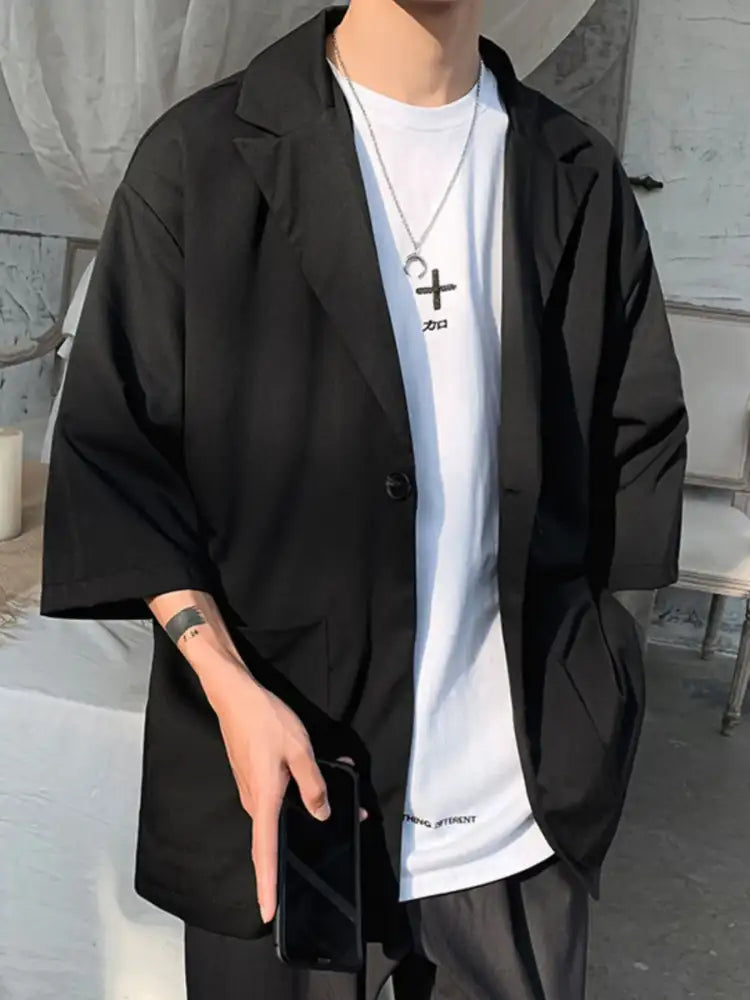 Men’s One Button Long Sleeve Blazer