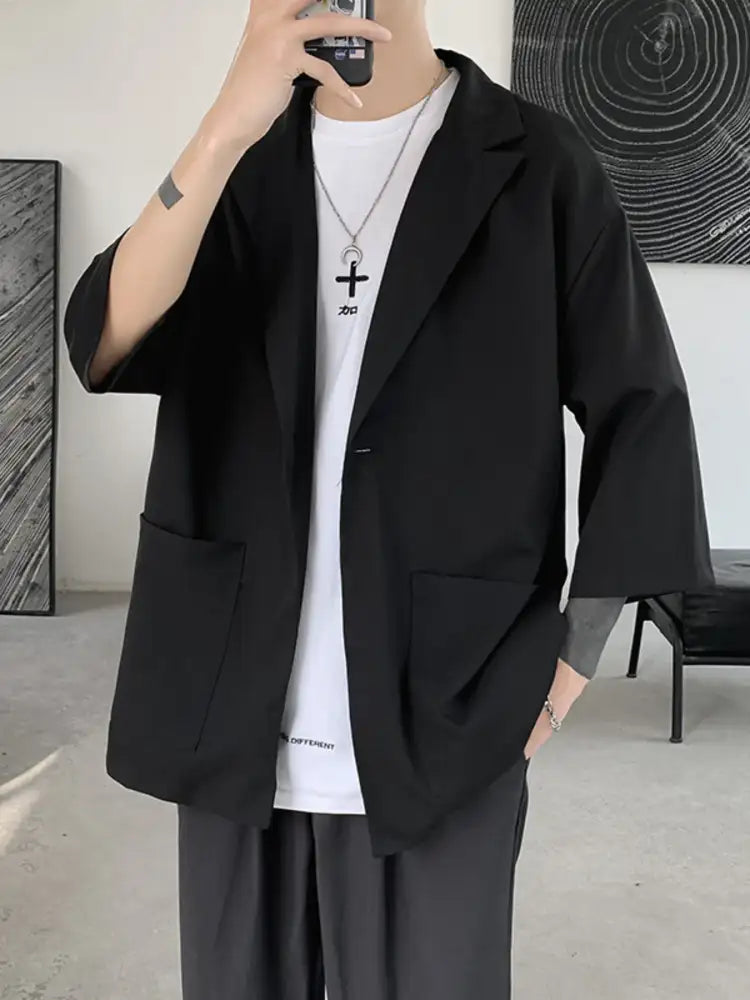 Men’s One Button Long Sleeve Blazer