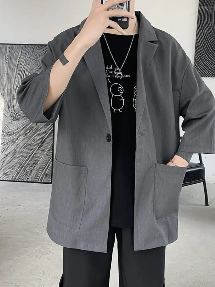 Men’s One Button Long Sleeve Blazer