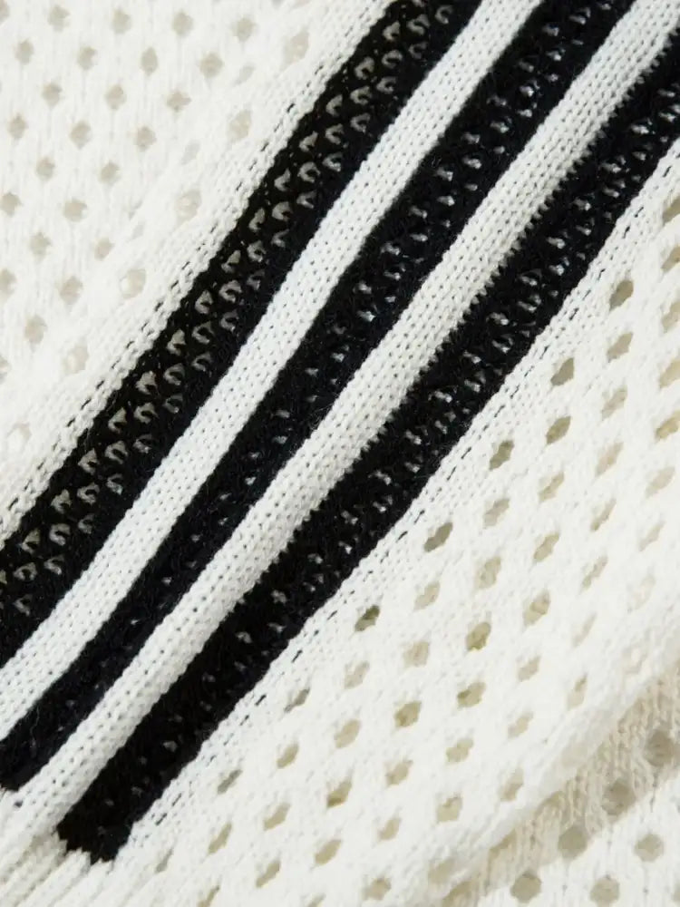 Men’s Openwork Contrast Stripe Zip Up Long Sleeve Jacket