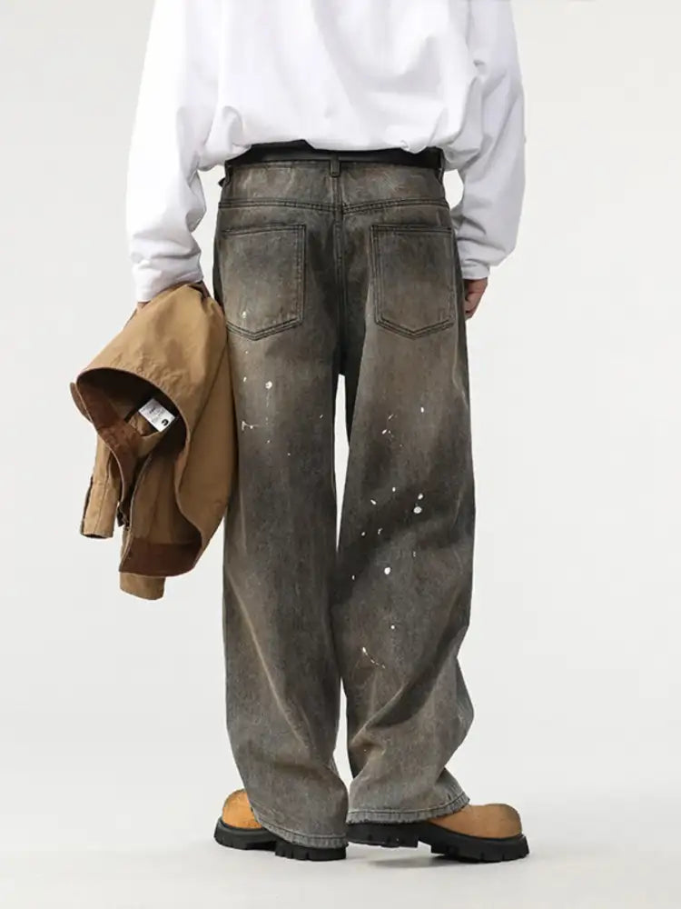 Men’s Paint Splatter Wide Leg Jeans