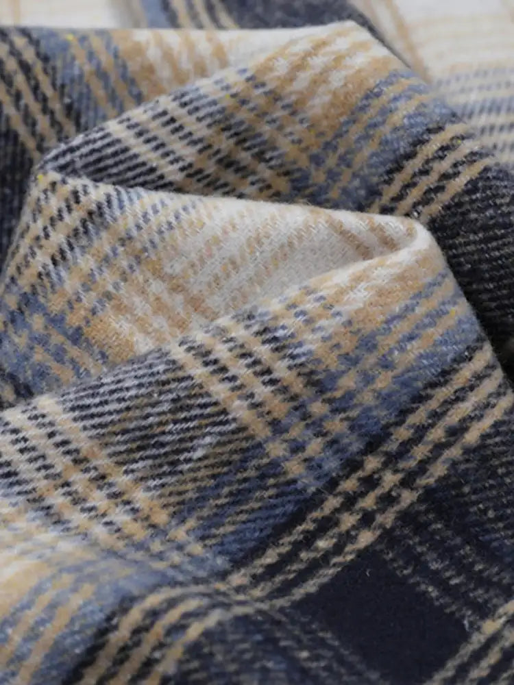 Men’s Plaid Button Up Long Sleeve Jacket