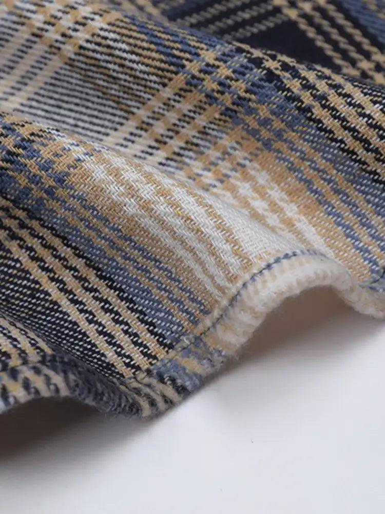 Men’s Plaid Button Up Long Sleeve Jacket