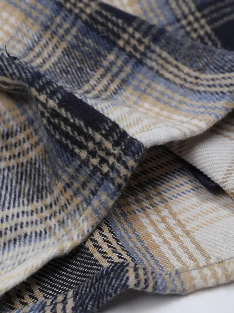 Men’s Plaid Button Up Long Sleeve Jacket