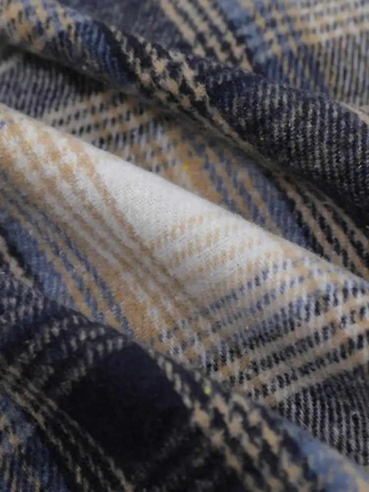 Men’s Plaid Button Up Long Sleeve Jacket